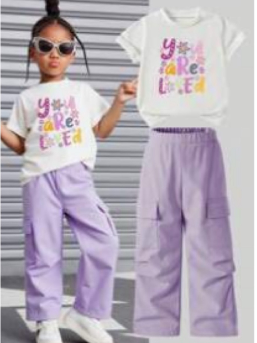 SHEIN Kids Lavender Cargo Joggers